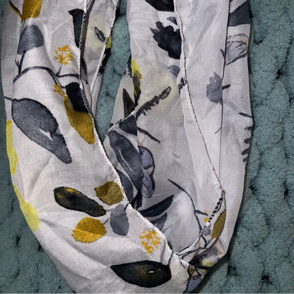Juncture Floral Print Infinity Scarf - White and Yellow - Picture 5 of 5